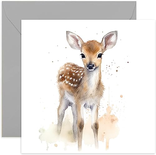 Old English Co. Aquarell-Baby-Hirsch-Rehkitz-Grußkarte zum Geburtstag – niedliche Geburtstagskarte für Mutter, Oma, Sie – Wildtier-Kunstkarte zum Denken an Sie, Danke, nur Weil, leere Innenseite Old English Co. Aquarell-Baby-Hirsch-Rehkitz-Grußkarte zum Geburtstag – niedliche Geburtstagskarte für Mutter, Oma, Sie – Wildtier-Kunstkarte zum Denken an Sie, Danke, nur Weil, leere Innenseite von Old English Company