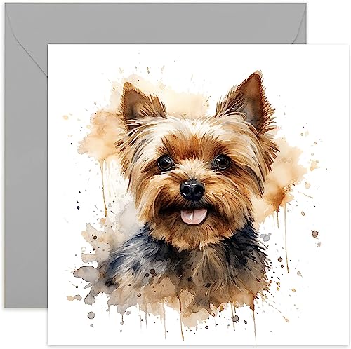 Old English Co. Aquarell-Hundekarte – Yorkshire Terrier Hundekarte für Haustierbesitzer Geburtstag – Just Because Karte für Sie oder Ihn – Thinking of You Fell-Baby-Karte für Männer und Frauen | von Old English Company