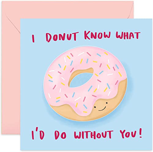 Old English Co. Donut Know What I'd Do Without You Geburtstagskarte zum Jahrestag – Donut Valentinstagskarte für Freund Freundin Verlobte Ehefrau Ehemann | Innenseite blanko mit Umschlag von Old English Company