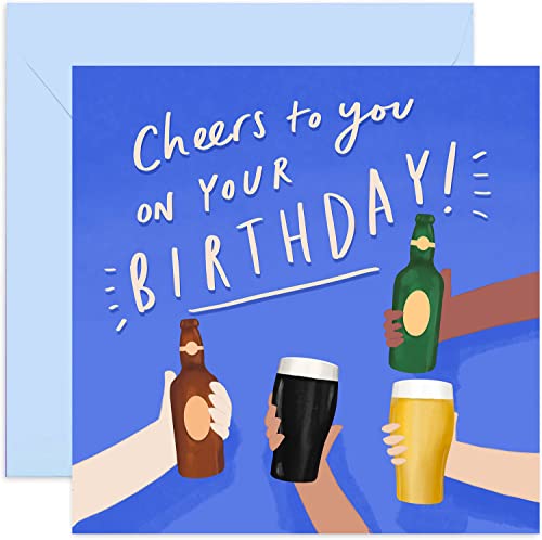 Old English Co. Geburtstagskarte "Cheers To You", lustige Bierflasche, Guiness-Karte für Männer, geeignet für Ihn, Sohn, Bruder, Neffe, Papa, leere Innenseite und Umschlag im Lieferumfang enthalten von Old English Company