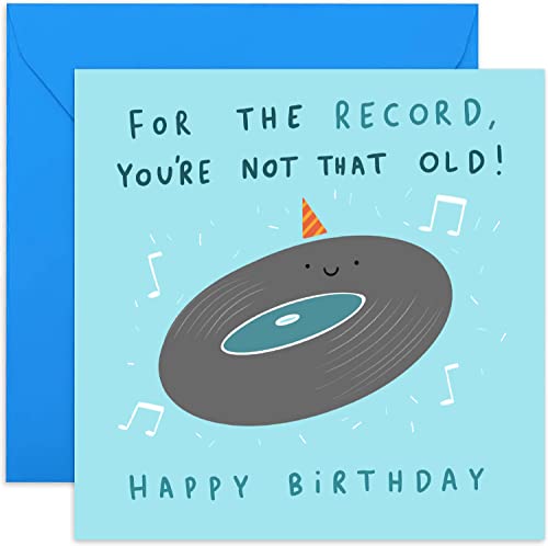 Old English Co. Lustige Geburtstagskarte für Papa – "For the Record You're Not That Old", lustige Vinyl-Geburtstagskarte für Ihn – Geburtstagskarte für Großvater | innen blanko mit Umschlag Old English Co. Lustige Geburtstagskarte für Papa – "For the Record You're Not That Old", lustige Vinyl-Geburtstagskarte für Ihn – Geburtstagskarte für Großvater | innen blanko mit Umschlag von Old English Company