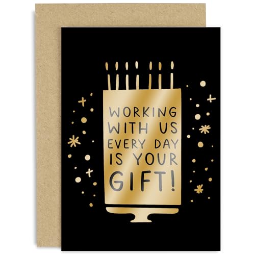 Old English Co. Lustige Geburtstagskarte für den Chef – Work Bestie Geburtstagsgeschenk vom Team – Lustige Geburtstagskarte für Kollegen – "Working with us" | Innenseite unbeschriftet von Old English Company
