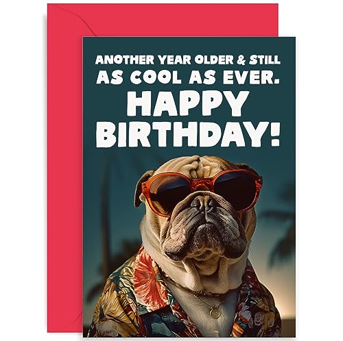 Old English Co. Lustige Geburtstagskarte mit Hundemotiv – "Cool As Ever" Geburtstagskarte für Männer und Frauen – Fell-Baby, britische Bulldogge – Karte Geschenk für Haustierbesitzer – für Sie oder von Old English Company