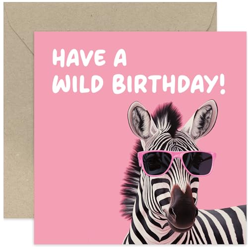 Old English Co. Lustige Geburtstagskarten für Sie – "Wild Birthday" Zebra – Lustige Geburtstagskarten für Ihn – Schwester Geburtstagskarte – Beste Freundin Geburtstagskarte – Geburtstagskarte für von Old English Company