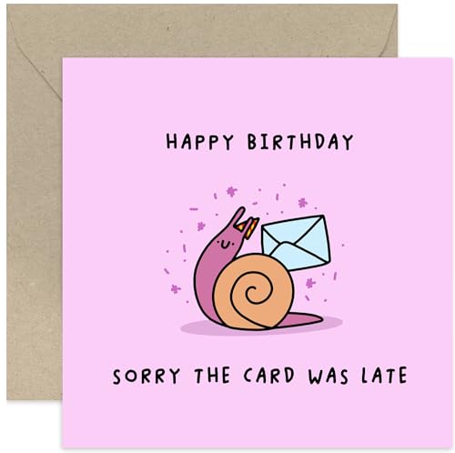 Old English Co. Lustige verspätete Geburtstagskarte für Damen oder Herren, Aufschrift "Sorry It's Late Birthday Card for Friends or Family", süße Schnecken-Geburtstagskarte für Sie oder Ihn, Old English Co. Lustige verspätete Geburtstagskarte für Damen oder Herren, Aufschrift "Sorry It's Late Birthday Card for Friends or Family", süße Schnecken-Geburtstagskarte für Sie oder Ihn, von Old English Company