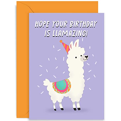 Old English Co. Süße Geburtstagskarte für Sie – lustige Lama-Geburtstagskarte – Geburtstagskarte für Schwester, Freundin, Cousin, Nichte | Innenseite blanko mit Umschlag von Old English Company