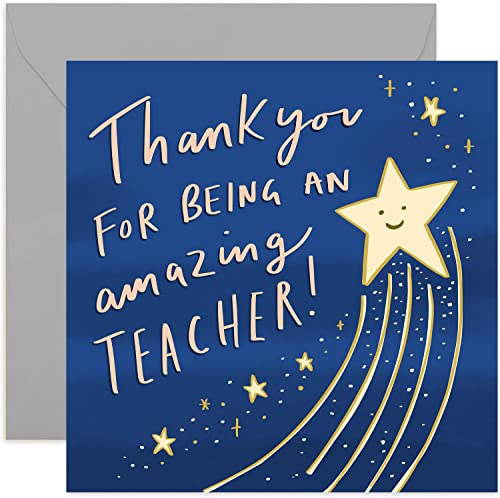Old English Co. Thank You Amazing Star Teacher Card – Ende of School Year Karte | Geeignet für Lehrer, Lehrassistenten, Kindergarten | Innenseite blanko und Umschlag im Lieferumfang enthalten von Old English Company