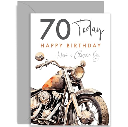 Old English Company - Motorrad-Geburtstagskarte für Männer - 70. Geburtstag - Klassisch-masculin mit Motorrad-Thema, charmant Old English Company - Motorrad-Geburtstagskarte für Männer - 70. Geburtstag - Klassisch-masculin mit Motorrad-Thema, charmant von Old English Company