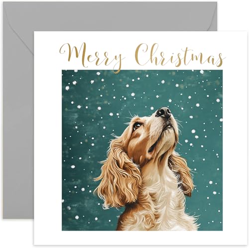 Weihnachtskarte mit englischem Cockerspaniel-Hund für Männer und Frauen, Weihnachtsgeschenke für Haustierbesitzer vom Hund, schönes festliches Kunstwerk, Andenken, Geschenk für Ehemann, Ehefrau Weihnachtskarte mit englischem Cockerspaniel-Hund für Männer und Frauen, Weihnachtsgeschenke für Haustierbesitzer vom Hund, schönes festliches Kunstwerk, Andenken, Geschenk für Ehemann, Ehefrau von Old English Company