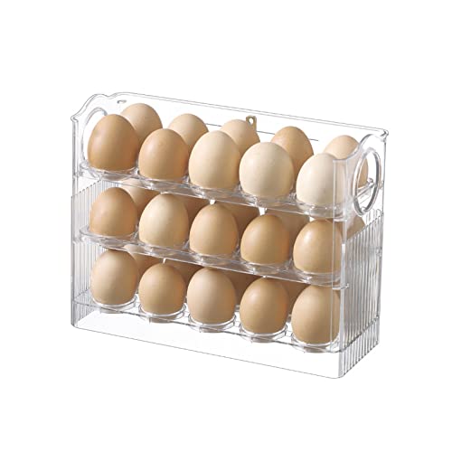 Oletabeth Eier-Aufbewahrungsbehälter für Kühlschrank, 30 Gitter, Eierschale, Halter für Kühlschrank, Kunststoff, Eier-Organizer für Kühlschranktür (weiß) von Oletabeth
