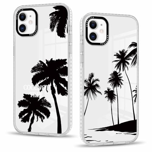 Olgary 2 Stück Hülle für iPhone 11 6,1", Handyhülle mit Transparent Kokosbaum Muster Design Aesthetic Mädchen Frauen Case, Weich Durchsichtig Schlanke TPU Silikon Stoßfest Cover Olgary 2 Stück Hülle für iPhone 11 6,1", Handyhülle mit Transparent Kokosbaum Muster Design Aesthetic Mädchen Frauen Case, Weich Durchsichtig Schlanke TPU Silikon Stoßfest Cover von Olgary