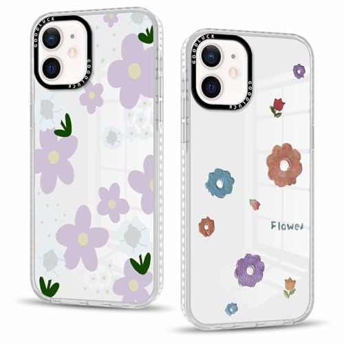 Olgary 2 Stück Hülle für iPhone 12 Pro/iPhone 12 6,1", Handyhülle mit Transparent Blumen Muster Design Aesthetic Mädchen Frauen Case, Weich Durchsichtig Schlanke TPU Silikon Stoßfest Cover Olgary 2 Stück Hülle für iPhone 12 Pro/iPhone 12 6,1", Handyhülle mit Transparent Blumen Muster Design Aesthetic Mädchen Frauen Case, Weich Durchsichtig Schlanke TPU Silikon Stoßfest Cover von Olgary
