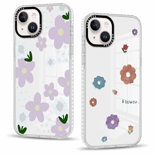 Olgary 2 Stück Hülle für iPhone 14 / iPhone 13 6,1", Handyhülle mit Transparent Blumen Muster Design Aesthetic Mädchen Frauen Case, Weich Durchsichtig Schlanke TPU Silikon Stoßfest Cover Olgary 2 Stück Hülle für iPhone 14 / iPhone 13 6,1", Handyhülle mit Transparent Blumen Muster Design Aesthetic Mädchen Frauen Case, Weich Durchsichtig Schlanke TPU Silikon Stoßfest Cover von Olgary