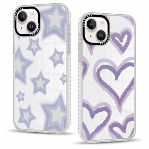 Olgary 2 Stück Hülle für iPhone 14 / iPhone 13 6,1", Handyhülle mit Transparent Stern Herz Muster Design Aesthetic Mädchen Frauen Case, Weich Durchsichtig Schlanke TPU Silikon Stoßfest Cover Olgary 2 Stück Hülle für iPhone 14 / iPhone 13 6,1", Handyhülle mit Transparent Stern Herz Muster Design Aesthetic Mädchen Frauen Case, Weich Durchsichtig Schlanke TPU Silikon Stoßfest Cover von Olgary