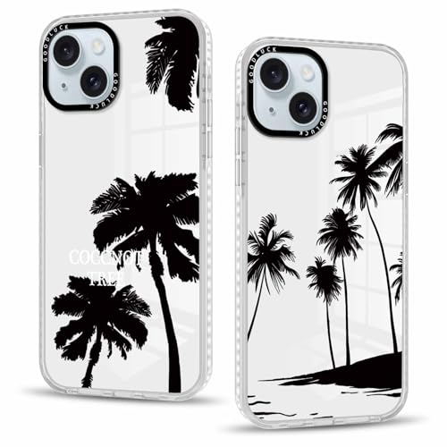Olgary 2 Stück Hülle für iPhone 15 6,1", Handyhülle mit Transparent Kokosbaum Muster Design Aesthetic Mädchen Frauen Case, Weich Durchsichtig Schlanke TPU Silikon Stoßfest Cover Olgary 2 Stück Hülle für iPhone 15 6,1", Handyhülle mit Transparent Kokosbaum Muster Design Aesthetic Mädchen Frauen Case, Weich Durchsichtig Schlanke TPU Silikon Stoßfest Cover von Olgary