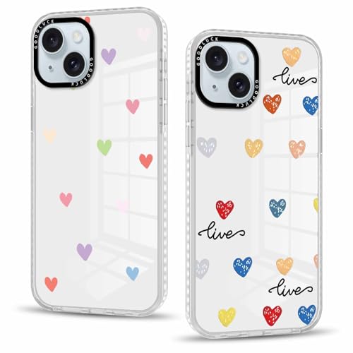 Olgary 2 Stück Hülle für iPhone 15 6,1", Handyhülle mit Transparent Liebe Herz Muster Design Aesthetic Mädchen Frauen Case, Weich Durchsichtig Schlanke TPU Silikon Stoßfest Cover Olgary 2 Stück Hülle für iPhone 15 6,1", Handyhülle mit Transparent Liebe Herz Muster Design Aesthetic Mädchen Frauen Case, Weich Durchsichtig Schlanke TPU Silikon Stoßfest Cover von Olgary