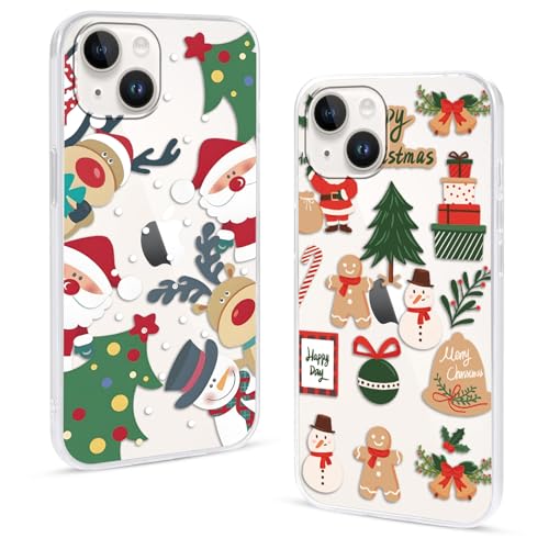 Olgary 2 Stück Weihnachten Handyhülle für Apple iPhone 14/13 6,1",Sanft Hülle mit Snowflakes Weihnachts Hirsch Schneemann Santa Geschenke Muster, Christmas Designs Schutzhülle,4 Olgary 2 Stück Weihnachten Handyhülle für Apple iPhone 14/13 6,1",Sanft Hülle mit Snowflakes Weihnachts Hirsch Schneemann Santa Geschenke Muster, Christmas Designs Schutzhülle,4 von Olgary