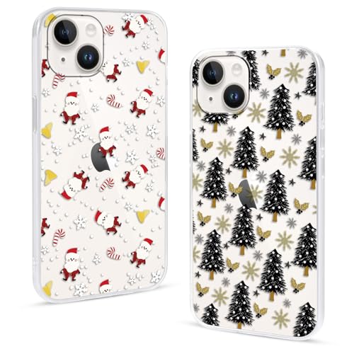 Olgary 2 Stück Weihnachten Handyhülle für Apple iPhone 14/13 6,1",Sanft Hülle mit Snowflakes Weihnachts Hirsch Schneemann Santa Geschenke Muster, Christmas Designs Schutzhülle,6 Olgary 2 Stück Weihnachten Handyhülle für Apple iPhone 14/13 6,1",Sanft Hülle mit Snowflakes Weihnachts Hirsch Schneemann Santa Geschenke Muster, Christmas Designs Schutzhülle,6 von Olgary