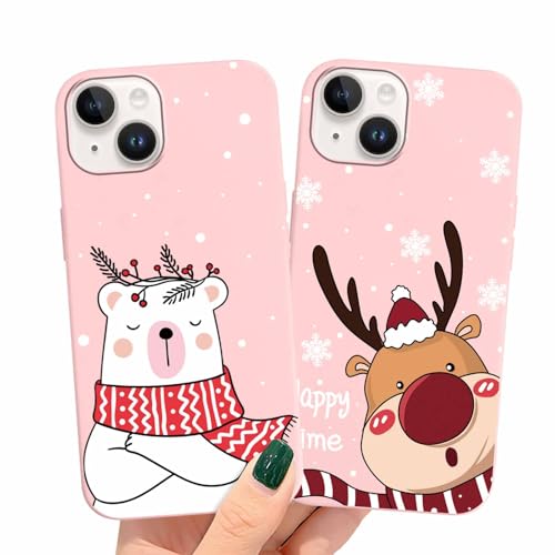 Olgary 2 Stück Weihnachten Handyhülle für Apple iPhone 14/13 6,1",Sanft Silikon TPU Hülle mit Weihnachts Hirsch Schneemann Santa Geschenke Muster, Christmas Designs Schutzhülle,4 Olgary 2 Stück Weihnachten Handyhülle für Apple iPhone 14/13 6,1",Sanft Silikon TPU Hülle mit Weihnachts Hirsch Schneemann Santa Geschenke Muster, Christmas Designs Schutzhülle,4 von Olgary