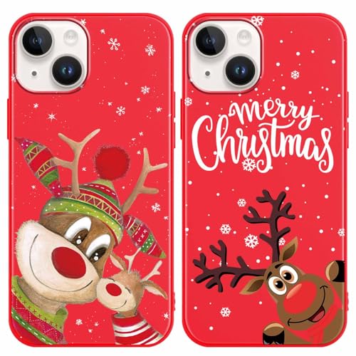 Olgary 2 Stück Weihnachten Handyhülle für Apple iPhone 14/13 6,1",Sanft Silikon TPU Hülle mit Weihnachts Hirsch Schneemann Santa Geschenke Muster, Christmas Designs Schutzhülle,5 Olgary 2 Stück Weihnachten Handyhülle für Apple iPhone 14/13 6,1",Sanft Silikon TPU Hülle mit Weihnachts Hirsch Schneemann Santa Geschenke Muster, Christmas Designs Schutzhülle,5 von Olgary
