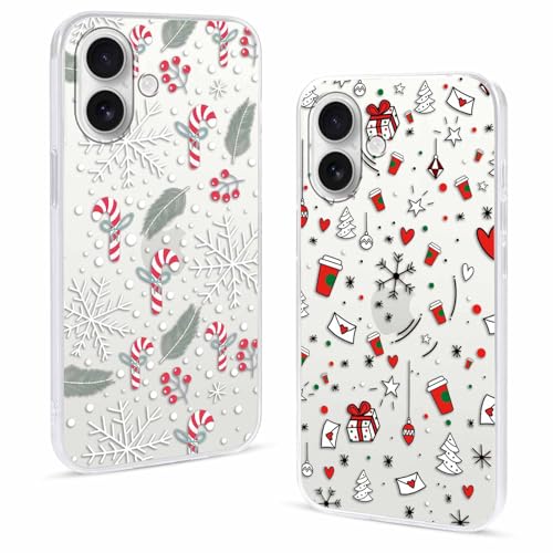Olgary 2 Stück Weihnachten Handyhülle für Apple iPhone 16 6,1",Sanft Hülle mit Snowflakes Weihnachts Hirsch Schneemann Santa Geschenke Muster, Christmas Designs Schutzhülle,1 Olgary 2 Stück Weihnachten Handyhülle für Apple iPhone 16 6,1",Sanft Hülle mit Snowflakes Weihnachts Hirsch Schneemann Santa Geschenke Muster, Christmas Designs Schutzhülle,1 von Olgary