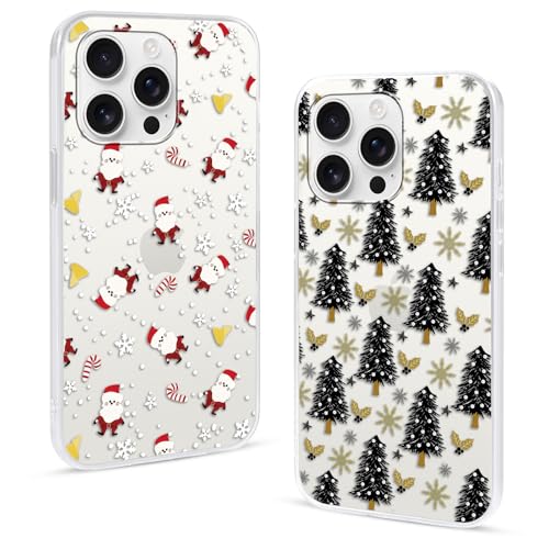 Olgary 2 Stück Weihnachten Handyhülle für Apple iPhone 16 Pro 6,3",Sanft Hülle mit Snowflakes Weihnachts Hirsch Schneemann Santa Geschenke Muster, Christmas Designs Schutzhülle,6 Olgary 2 Stück Weihnachten Handyhülle für Apple iPhone 16 Pro 6,3",Sanft Hülle mit Snowflakes Weihnachts Hirsch Schneemann Santa Geschenke Muster, Christmas Designs Schutzhülle,6 von Olgary