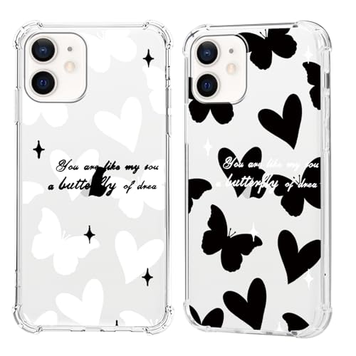 Olgary 2 Stück für iPhone 12 Pro/iPhone 12 6,1 Zoll Hülle mit Herz Schmetterling Aesthetic Muster Durchsichtig Handyhülle Motiv, Transparent Hard PC Stoßfest TPU Bumper Dünn Schutzhülle Case Olgary 2 Stück für iPhone 12 Pro/iPhone 12 6,1 Zoll Hülle mit Herz Schmetterling Aesthetic Muster Durchsichtig Handyhülle Motiv, Transparent Hard PC Stoßfest TPU Bumper Dünn Schutzhülle Case von Olgary