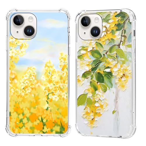 Olgary 2 Stück für iPhone 14 / iPhone 13 6,1 Zoll Hülle mit Gelbe Blume Floral Aesthetic Muster Durchsichtig Handyhülle Motiv, Transparent Hard PC Stoßfest TPU Bumper Dünn Schutzhülle Case Olgary 2 Stück für iPhone 14 / iPhone 13 6,1 Zoll Hülle mit Gelbe Blume Floral Aesthetic Muster Durchsichtig Handyhülle Motiv, Transparent Hard PC Stoßfest TPU Bumper Dünn Schutzhülle Case von Olgary
