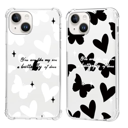 Olgary 2 Stück für iPhone 14 / iPhone 13 6,1 Zoll Hülle mit Herz Schmetterling Aesthetic Muster Durchsichtig Handyhülle Motiv, Transparent Hard PC Stoßfest TPU Bumper Dünn Schutzhülle Case Olgary 2 Stück für iPhone 14 / iPhone 13 6,1 Zoll Hülle mit Herz Schmetterling Aesthetic Muster Durchsichtig Handyhülle Motiv, Transparent Hard PC Stoßfest TPU Bumper Dünn Schutzhülle Case von Olgary