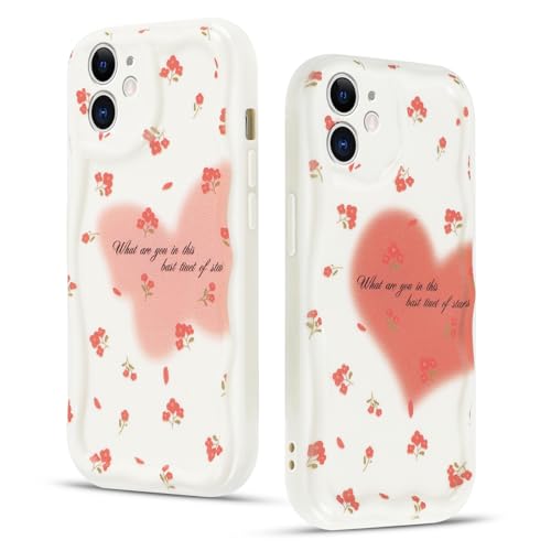 Olgary 2 Stück für iPhone 14 6,1 Zoll Hülle Blume, Handyhülle Aesthetic Schmetterling Herz Muster Motiv mit Lockige Wellen Rand, Weiches Beige Silikon TPU Stoßfeste Schutzhülle Olgary 2 Stück für iPhone 14 6,1 Zoll Hülle Blume, Handyhülle Aesthetic Schmetterling Herz Muster Motiv mit Lockige Wellen Rand, Weiches Beige Silikon TPU Stoßfeste Schutzhülle von Olgary