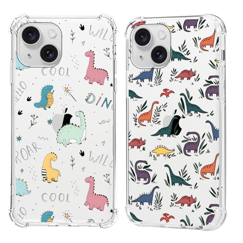 Olgary 2 Stück für iPhone 15 6,1 Zoll Hülle mit Cartoon Dinosaurier Niedlich Muster Durchsichtig Handyhülle Motiv, Transparent Hard PC Stoßfest TPU Bumper Dünn Schutzhülle Case Olgary 2 Stück für iPhone 15 6,1 Zoll Hülle mit Cartoon Dinosaurier Niedlich Muster Durchsichtig Handyhülle Motiv, Transparent Hard PC Stoßfest TPU Bumper Dünn Schutzhülle Case von Olgary