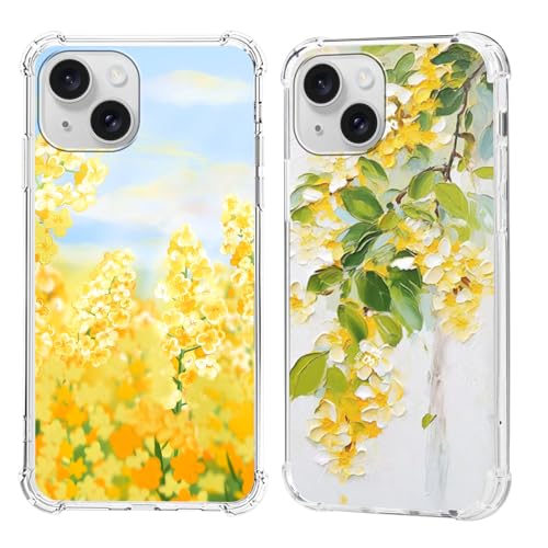 Olgary 2 Stück für iPhone 15 6,1 Zoll Hülle mit Gelbe Blume Floral Aesthetic Muster Durchsichtig Handyhülle Motiv, Transparent Hard PC Stoßfest TPU Bumper Dünn Schutzhülle Case Olgary 2 Stück für iPhone 15 6,1 Zoll Hülle mit Gelbe Blume Floral Aesthetic Muster Durchsichtig Handyhülle Motiv, Transparent Hard PC Stoßfest TPU Bumper Dünn Schutzhülle Case von Olgary