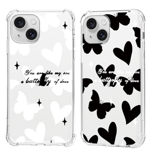 Olgary 2 Stück für iPhone 15 6,1 Zoll Hülle mit Herz Schmetterling Aesthetic Muster Durchsichtig Handyhülle Motiv, Transparent Hard PC Stoßfest TPU Bumper Dünn Schutzhülle Case Olgary 2 Stück für iPhone 15 6,1 Zoll Hülle mit Herz Schmetterling Aesthetic Muster Durchsichtig Handyhülle Motiv, Transparent Hard PC Stoßfest TPU Bumper Dünn Schutzhülle Case von Olgary