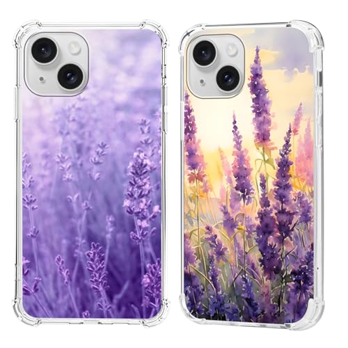 Olgary 2 Stück für iPhone 15 6,1 Zoll Hülle mit Lila Blume Lavendel Floral Aesthetic Muster Durchsichtig Handyhülle Motiv, Transparent Hard PC Stoßfest TPU Bumper Dünn Schutzhülle Case Olgary 2 Stück für iPhone 15 6,1 Zoll Hülle mit Lila Blume Lavendel Floral Aesthetic Muster Durchsichtig Handyhülle Motiv, Transparent Hard PC Stoßfest TPU Bumper Dünn Schutzhülle Case von Olgary