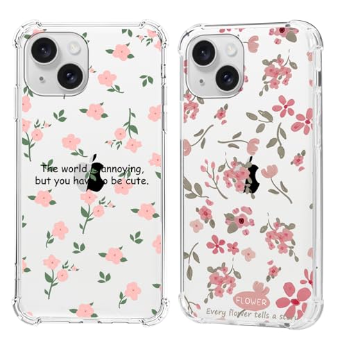 Olgary 2 Stück für iPhone 15 6,1 Zoll Hülle mit Rosa Blume Floral Aesthetic Muster Durchsichtig Handyhülle Motiv, Transparent Hard PC Stoßfest TPU Bumper Dünn Schutzhülle Case Olgary 2 Stück für iPhone 15 6,1 Zoll Hülle mit Rosa Blume Floral Aesthetic Muster Durchsichtig Handyhülle Motiv, Transparent Hard PC Stoßfest TPU Bumper Dünn Schutzhülle Case von Olgary