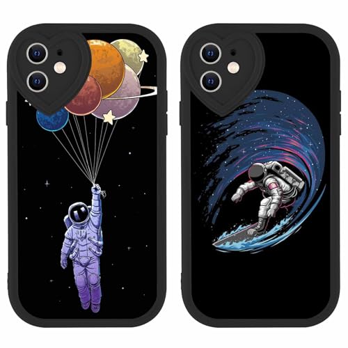 Olgary 2 stück Handyhülle für Apple iPhone 11 6,1", Astronaut Funny Hülle Süßes Design Bunt Muster Hülle Aesthetic Herz Schutzhülle Slim Stoßfest Kratzfest Case für Mädchen Olgary 2 stück Handyhülle für Apple iPhone 11 6,1", Astronaut Funny Hülle Süßes Design Bunt Muster Hülle Aesthetic Herz Schutzhülle Slim Stoßfest Kratzfest Case für Mädchen von Olgary