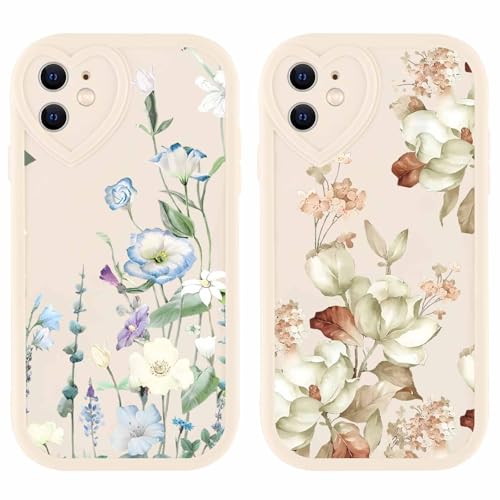 Olgary 2 stück Handyhülle für Apple iPhone 12 6,1", Blumen Funny Hülle Süßes Design Bunt Muster Hülle Aesthetic Herz Schutzhülle Slim Stoßfest Kratzfest Case für Mädchen Olgary 2 stück Handyhülle für Apple iPhone 12 6,1", Blumen Funny Hülle Süßes Design Bunt Muster Hülle Aesthetic Herz Schutzhülle Slim Stoßfest Kratzfest Case für Mädchen von Olgary