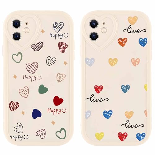 Olgary 2 stück Handyhülle für Apple iPhone 12 6,1", Herzmuster Funny Hülle Süßes Design Bunt Muster Hülle Aesthetic Herz Schutzhülle Slim Stoßfest Kratzfest Case für Mädchen Olgary 2 stück Handyhülle für Apple iPhone 12 6,1", Herzmuster Funny Hülle Süßes Design Bunt Muster Hülle Aesthetic Herz Schutzhülle Slim Stoßfest Kratzfest Case für Mädchen von Olgary