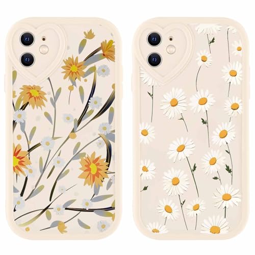 Olgary 2 stück Handyhülle für Apple iPhone 12 6,1", Kleines Gänseblümchen Blumen Funny Hülle Süßes Design Bunt Muster Hülle Aesthetic Herz Schutzhülle Slim Stoßfest Kratzfest Case für Mädchen Olgary 2 stück Handyhülle für Apple iPhone 12 6,1", Kleines Gänseblümchen Blumen Funny Hülle Süßes Design Bunt Muster Hülle Aesthetic Herz Schutzhülle Slim Stoßfest Kratzfest Case für Mädchen von Olgary