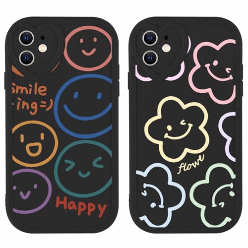 Olgary 2 stück Handyhülle für Apple iPhone 12 6,1", lächelndes Gesicht Funny Hülle Süßes Design Bunt Muster Hülle Aesthetic Herz Schutzhülle Slim Stoßfest Kratzfest Case für Mädchen Olgary 2 stück Handyhülle für Apple iPhone 12 6,1", lächelndes Gesicht Funny Hülle Süßes Design Bunt Muster Hülle Aesthetic Herz Schutzhülle Slim Stoßfest Kratzfest Case für Mädchen von Olgary