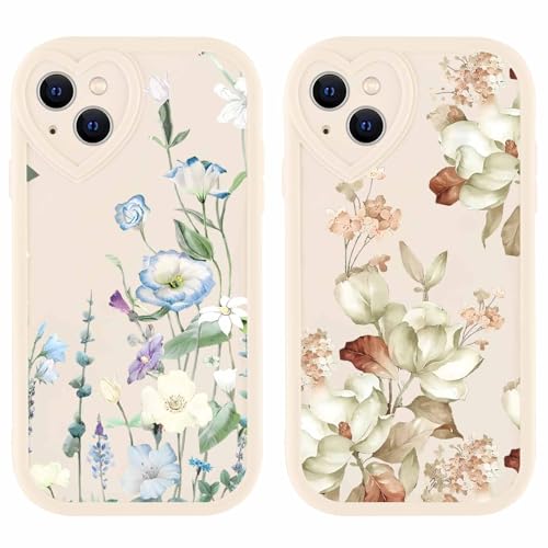 Olgary 2 stück Handyhülle für Apple iPhone 14 6,1", Blumen Funny Hülle Süßes Design Bunt Muster Hülle Aesthetic Herz Schutzhülle Slim Stoßfest Kratzfest Case für Mädchen Olgary 2 stück Handyhülle für Apple iPhone 14 6,1", Blumen Funny Hülle Süßes Design Bunt Muster Hülle Aesthetic Herz Schutzhülle Slim Stoßfest Kratzfest Case für Mädchen von Olgary