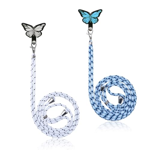 Olgary 2X Kordel + 2X Butterfly Ersatz Einlage Universal Handykette Geeignet für Alle iPhone Sumsung Xiaomi Smartphones, Kette zum Umhängen um Hals & Handgelenk Für Mädchen und Frauen, 2 Olgary 2X Kordel + 2X Butterfly Ersatz Einlage Universal Handykette Geeignet für Alle iPhone Sumsung Xiaomi Smartphones, Kette zum Umhängen um Hals & Handgelenk Für Mädchen und Frauen, 2 von Olgary
