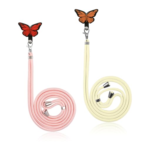 Olgary 2X Kordel + 2X Butterfly Ersatz Einlage Universal Handykette Geeignet für Alle iPhone Sumsung Xiaomi Smartphones, Kette zum Umhängen um Hals & Handgelenk Für Mädchen und Frauen, 5 Olgary 2X Kordel + 2X Butterfly Ersatz Einlage Universal Handykette Geeignet für Alle iPhone Sumsung Xiaomi Smartphones, Kette zum Umhängen um Hals & Handgelenk Für Mädchen und Frauen, 5 von Olgary