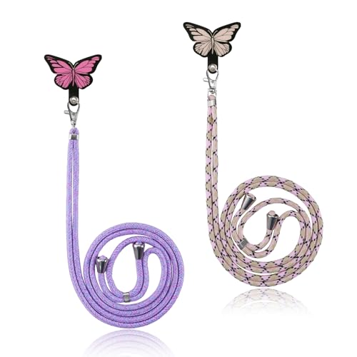 Olgary 2X Kordel + 2X Butterfly Ersatz Einlage Universal Handykette Geeignet für Alle iPhone Sumsung Xiaomi Smartphones, Kette zum Umhängen um Hals & Handgelenk Für Mädchen und Frauen, 6 Olgary 2X Kordel + 2X Butterfly Ersatz Einlage Universal Handykette Geeignet für Alle iPhone Sumsung Xiaomi Smartphones, Kette zum Umhängen um Hals & Handgelenk Für Mädchen und Frauen, 6 von Olgary