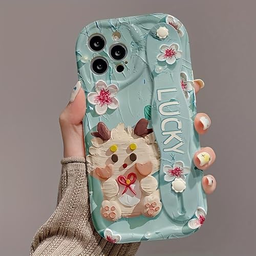 Olgary Handyhülle für iPhone 14 Pro Max Hülle mit Ständer Band, Cute Blumen Drache Muster Ausziehbarer Armband Halterung Schutzhülle Welle Kameraschutz Stoßfest Weich TPU Dünn Silikon Beige Case Cover Olgary Handyhülle für iPhone 14 Pro Max Hülle mit Ständer Band, Cute Blumen Drache Muster Ausziehbarer Armband Halterung Schutzhülle Welle Kameraschutz Stoßfest Weich TPU Dünn Silikon Beige Case Cover von Olgary