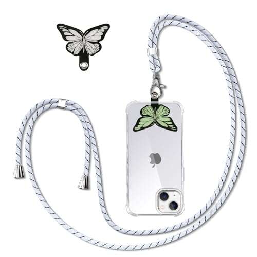 Olgary Handykette Kompatibel mit für Apple iPhone 13 6,1",2X Schmetterling Patch Design Necklace Hülle mit Bands Handyhülle für zum Umhängen,Einstellbar Schutzhülle Mädchen Case,2 Olgary Handykette Kompatibel mit für Apple iPhone 13 6,1",2X Schmetterling Patch Design Necklace Hülle mit Bands Handyhülle für zum Umhängen,Einstellbar Schutzhülle Mädchen Case,2 von Olgary
