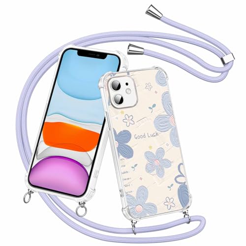 Olgary für iPhone 11 Hülle mit Band, Transparent Handyhülle Blumen Floral Muster mit Handykette zum Umhängen Kette Kordel Necklace, Harter PC Stoßfest Ultra Dünn Schutzhülle Case Olgary für iPhone 11 Hülle mit Band, Transparent Handyhülle Blumen Floral Muster mit Handykette zum Umhängen Kette Kordel Necklace, Harter PC Stoßfest Ultra Dünn Schutzhülle Case von Olgary