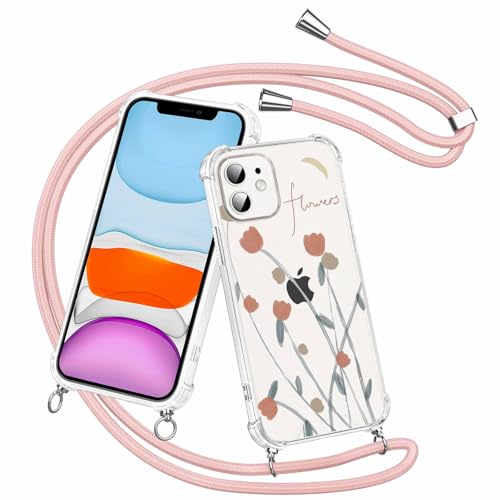 Olgary für iPhone 11 Hülle mit Band, Transparent Handyhülle Blumen Floral Muster mit Handykette zum Umhängen Kette Kordel Necklace, Harter PC Stoßfest Ultra Dünn Schutzhülle Case Olgary für iPhone 11 Hülle mit Band, Transparent Handyhülle Blumen Floral Muster mit Handykette zum Umhängen Kette Kordel Necklace, Harter PC Stoßfest Ultra Dünn Schutzhülle Case von Olgary