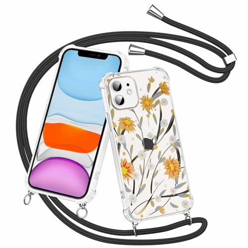 Olgary für iPhone 11 Hülle mit Band, Transparent Handyhülle Blumen Floral Muster mit Handykette zum Umhängen Kette Kordel Necklace, Harter PC Stoßfest Ultra Dünn Schutzhülle Case Olgary für iPhone 11 Hülle mit Band, Transparent Handyhülle Blumen Floral Muster mit Handykette zum Umhängen Kette Kordel Necklace, Harter PC Stoßfest Ultra Dünn Schutzhülle Case von Olgary