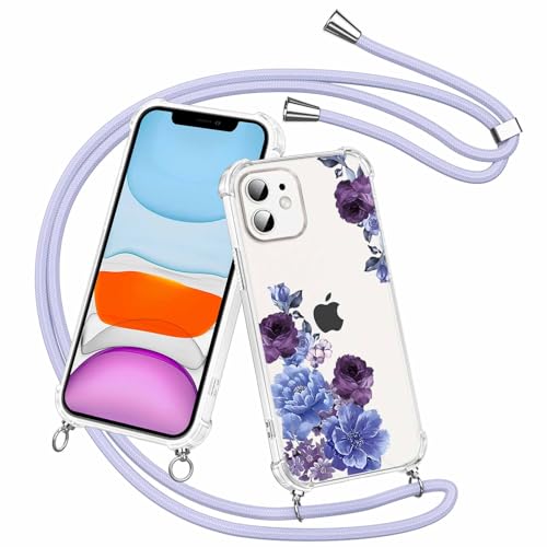 Olgary für iPhone 11 Hülle mit Band, Transparent Handyhülle Blumen Floral Muster mit Handykette zum Umhängen Kette Kordel Necklace, Harter PC Stoßfest Ultra Dünn Schutzhülle Case Olgary für iPhone 11 Hülle mit Band, Transparent Handyhülle Blumen Floral Muster mit Handykette zum Umhängen Kette Kordel Necklace, Harter PC Stoßfest Ultra Dünn Schutzhülle Case von Olgary